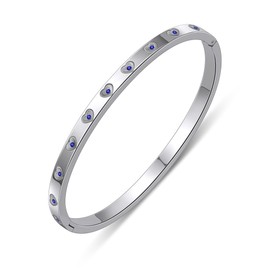 Yifnny Gold Bracelets for Women, 14K Gold Plated Love Friendship Bangle Heart Bracelets Crystal Stainless Steel Bracelet Cuff Bangle Jewelry Valentines Christmas Birthday Gifts for Women (Silver)