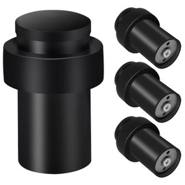 TOKPLNU Door Stop 50mm Black Door Stop Floor Mounted Stainless Steel Heavy Duty Floor Wall Door Stop for Skirting Board Modern Tall Outdoor Door Stop with Rubber Tip and Ring 4 Pack