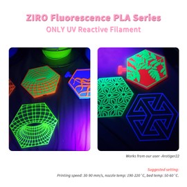 ZIRO Fluorescence 1.75mm PLA Filament, Luminous ONLY by UV Light, Glow Effect Bright Color PLA, Dimensional Accuracy +/- 0.03mm, Fit for Most FDM 3D Printers and Pen, 1KG Spool, Fluo Pink