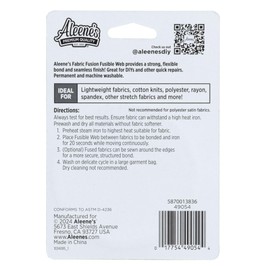 Aleene's Fabric Fusion Fusible Web Black, Iron-on Adhesive & Sewable, Flexible & Permanent, Double-Sided, 5/8 Width, 18 yds