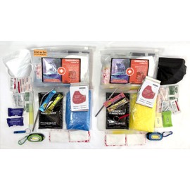 Emergency Storm Survival Kit (2-Pack) – 15-in-1 Essentials for Power Outages, Hurricanes, Travel & Disaster Preparedness – Water Pouches, Blanket, Flashlight, Poncho & More