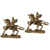 Tofficu 2pcs Brass Horse Riding Statue Elegant Table Decor for