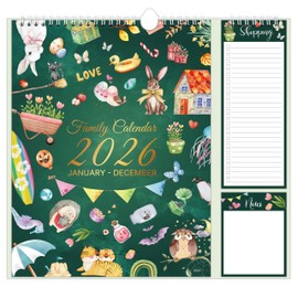 2026 calendar - Family Calendar 2026 from Jan. 2026 - Dec. 2026, 31 x 29 cm, Wall Calendar with 5 Columns, Shopping List, Notepad & Holiday Reminders