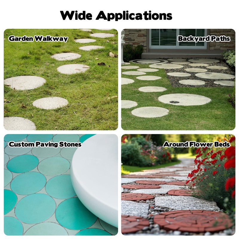 2 Size Round Stepping Stone Molds, 6 Pcs 10''/ 11.2''