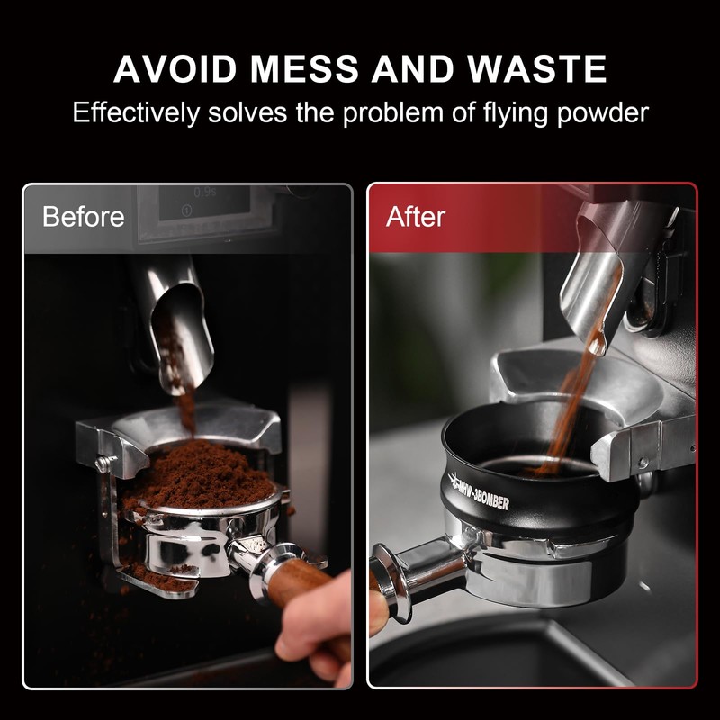 MHW-3BOMBER 58mm Espresso Dosing Funnel Magnetic Coffee Dosing Ring Portafilter