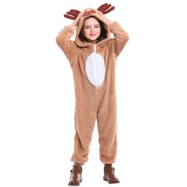 Seasons Christmas Costume Reindeer Child Costume Unisex Deer Animal Onesie Party Jumpsuit (M)