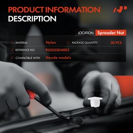 A-Premium 30PCS Nylon Spreader Nut Bumper Clips Retainer Fastener Fender Compatible with Honda Models