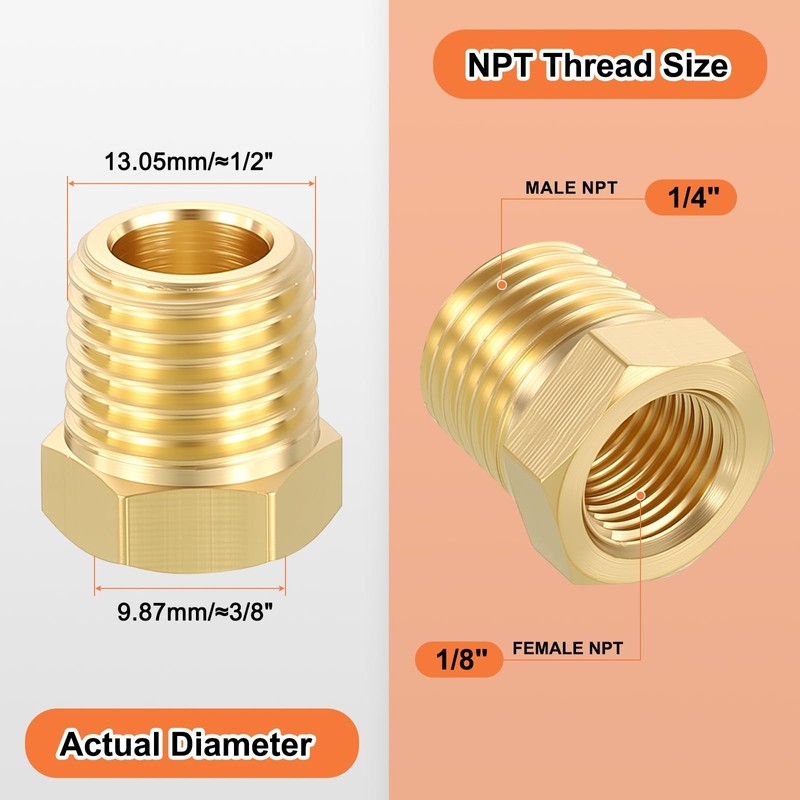 Rebower 4 Pack Female to Male Adapter Converts 1/4" MNPT