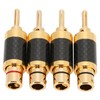 4Pcs Banana Plug Brass Gold Plated Black Carbon Fiber Shell