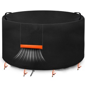 JZAHYUK Firepit Covers Round 50"x24", Waterproof Outdoor Fire Pit Cover, Heavy Duty Oxford Fabric Firepit Covers, Strong Tear & Windproof Patio Fire Pit Table Cover