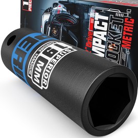 KIRXST 1/2" Drive 19mm Deep Impact Socket, 6 Point CR-V Deep Socket, 78mm Length, Auto Trucks Car Tires Repairing DIY Mechanic Tool