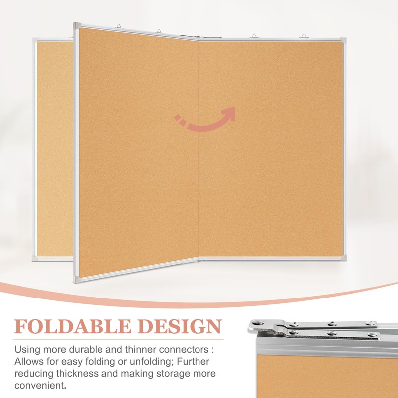 AMUSIGHT Double-Sided Large Cork Board, 48" x 36" Foldable Hanging