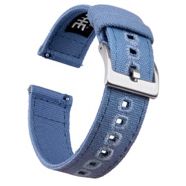 Ritche Canvas Quick Release Watch Band 18mm 20mm 22mm 24mm Replacement Watch Straps for Men Women, Valentine's day gifts for him or her, Blue / Silver, 20mm, Traditional