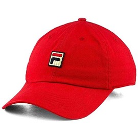 Fila Unisex Heritage F Box Logo Slouch Adjustable Baseball Hat (Red)