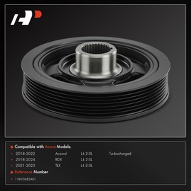 A-Premium Engine Harmonic Balancer Crankshaft Pulley Compatible with Honda Accord 2018-2022 & Acura RDX 2018-2024, TLX 2021-2023, 2.0L