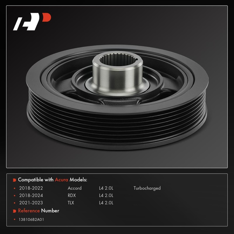 A-Premium Engine Harmonic Balancer Crankshaft Pulley Compatible with Honda Accord
