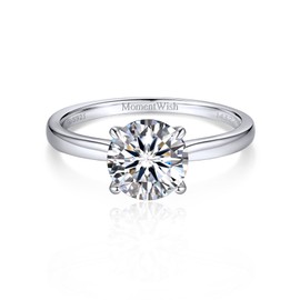 MomentWish Wedding Ring, 2Carat Moissanite Promise Ring for Women, D Color VVS1 Simulated Diamond S925 Sterling Silver Solitaire Ring-Size10