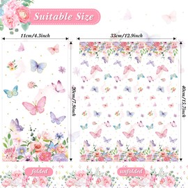 100 Servilletas de Mariposa Toallas de Invitados Papel de Fiesta de Mariposa Rosa Toallas de Mano Desechables de Flores y Mariposas Coloridas para Jardín Primavera Verano para Boda