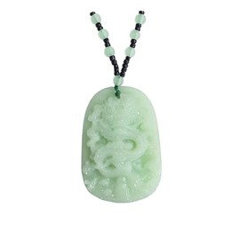 Obsidian Stone Buddha Beads Chain Necklace Imitate Jade Buddhism Jewelry for Women Men Protect Lucky Necklace-Dragon