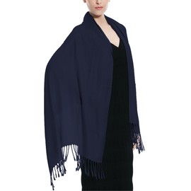 Glory Max Bufanda grande de pashmina suave y sedosa para mujer, en colores lisos, marino, 28"x72"