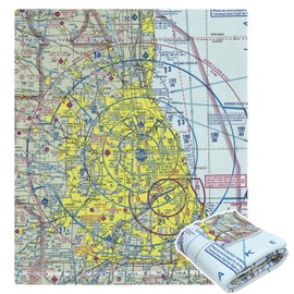 Cloud 9 Aviation Blanket VFR Sectional Chart Throw Pilot Gifts for Men Women Student Pilots Gifts for Pilots Flight Attendants (Chicago Sectional)