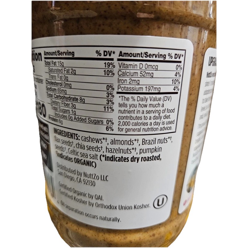 Nuttzo Organic 7 Nut Seed & Butter Power Fuel Crunchy,