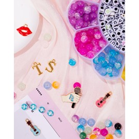 ZANMAG TS Inspired Friendship Bracelet Making Kit for Funs -19 Colors 8mm Glass Beads for Jewelry Making and Letter Beads (A-Z) ,Varieties of Charms,DIY Crafts Taylor Merch for Gifts,Birthday Party