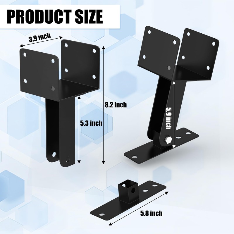 JEXALINE 3Pcs Roof Riser Brackets Kit,Pergola Roof Riser Beam Bracket,Heavy