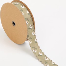 1 Roll of Lace Trimming Satin Ribbon, 2.5 cm x 7 cm Flower Cloth Vintage Decorative Lace Ribbon Decorative Ribbon for Gift Wrapping, Wedding, Party, Flower Packaging (Gold Little Daisy)