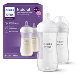Philips AVENT Biberón natural con pezón de respuesta natural, transparente, 11 onzas, 2 unidades, SCY906/02