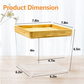 GRETJOB Disposable Face Towel Holder Box, Acrylic Facial Container for XL Clean Skin Club, Large Storage With Bamboo Lid Towel Organizer Container for Bathroom, Vanity Makeup, Clear