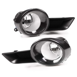 G-PLUS Front Fog Lights Assembly Compatible With 2008-2010 Toyota Highlander Clear Driving Fog Lamps W/Bulbs+Switch+Chrome Bezels Kit