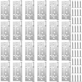ZEONHAK 24 Pack 12 Pairs 4X 3 Inches Door Hinges, Brushed Surface Door Hinges, Stainless Steel Door Hinges with Mounting Screws, Silver