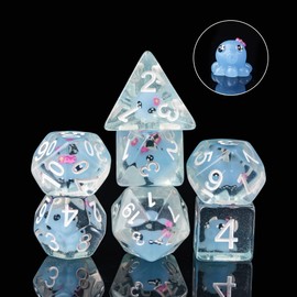 HDdais 7 Pcs DND Dice, Polyhedral Dice Set Filled with Animal, D&D Dice for Dungeons and Dragons Pathfinder RPG MTG (Octopus)