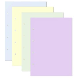 A4 Refill Pack Assorted Colour Plain Notepapers Dyslexia Tinted Writing Paper 100 Sheets 4 x 25 Blue Yellow Green Lilac, 4 Hole Punched