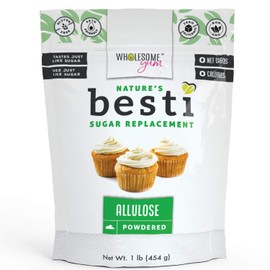 Wholesome Yum Besti Keto Powdered Allulose Sweetener - Natural Powdered Sugar Replacement (16 oz / 1 lb) - Non GMO, Zero Carb, Zero Calorie Confectioner’s Sugar Substitute
