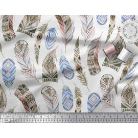 Soimoi Orange Velvet Fabric Feather African Print Sewing Fabric BTY 58 Inch Wide