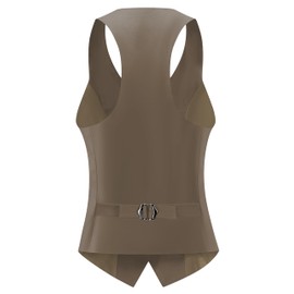 V VOCNI Suit Vest for Women Waistcoat Vest Vintage Steampunk Dressy Casual Racerback Vests Jacket Coffee Small