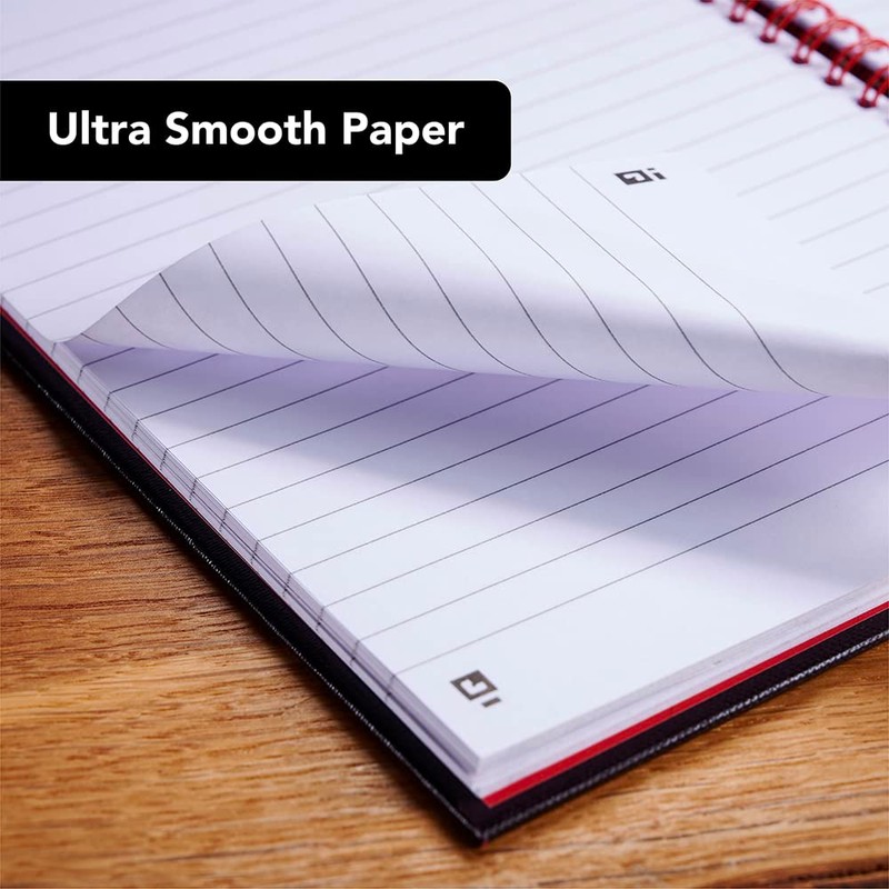 Oxford Black n' Red Ruled Matt Black Wirebound Hardback A4