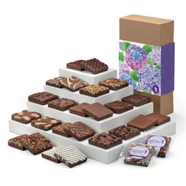 Fairytale Brownies Blooming Cheer Double Dozen Individually Wrapped Gourmet Chocolate Food Gift Basket - 3 Inch Square Full-Size Brownies - 24 Pieces - Item LR124SP