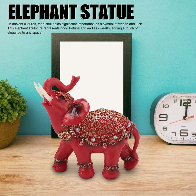 CHEOTIME Elephant Statue, Wealth Lucky Feng Shui Elephant Figurine Home