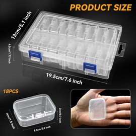 Rhimooay Small Storage Boxes (5.3 x 4 x 2 cm), 18-Piece Mini Storage Box, Sorting Boxes for Small Items, Ironing Beads Box for Storing Pills, Jewellery, and Small Parts