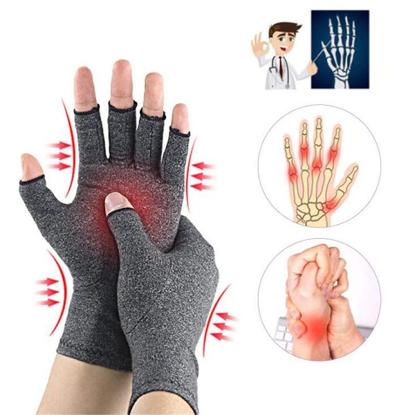 Arthritis Hand Compression Gloves – Men, Women Rheumatoid Osteoarthritis and Carpal Tunnel Pain Relief Glove Comfortable Hand Compression Sleeve Fingerless Design, Support for Hands and Joints (L)