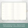 Häfft® Wochen-Notiz-Kalender 2026 A5 "Minty Leaves" Buchkalender, Planer Notiz-Timer, Terminplaner,