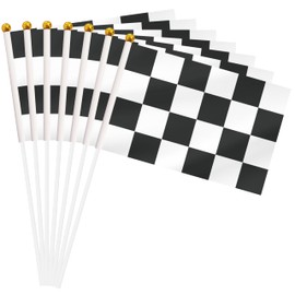 Yamiuo Checkered Flag Racing Mini Stick Flag, 12 Pack Black and White Racing Hand Held Small Miniature Stick Flag for Party Decorations, Outdoor Decoration, Race Car Party (12)