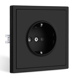 CNBINGO Single Socket Black Matt 1 Way Socket Flush-Mounted Schuko Socket Wall Socket