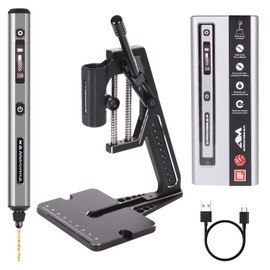 AM ARROWMAX 5-Speed Mini Electric Drill Pen with Benchtop Press, 10 Small Bits with Aluminium Box, LED Lights, OLED Display, Resin Drill Set For Jewelry Making, Plastic, Wood