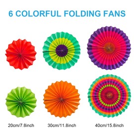 LEAO Pack of 20 Fiesta Party Decoration, Mexican Decoration, Hanging Paper Pompoms, Hanging Fans, Banner, Bunting, Bunting, Round Dots Garland for Party, Wedding, Birthday, Festival, Christmas