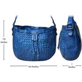 Leather Crossbody Bags for Women - Mothers Day Gift Braided Boho Purse - Vintage Saddle Sling Holiday Gift Bag for women (Blue, Medium)