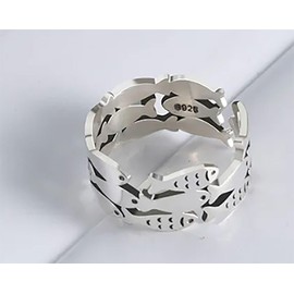 Miniblings Fish Swarm Ring Finger Ring Sea Angler Fish Silver – Original Fashion Jewellery I Finger Ring with Motif I Adjustable One Size, Metal